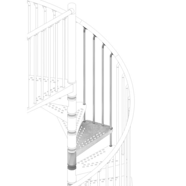 Dettaglio di una scala a chiocciola, accessori per scale e ringhiere.
