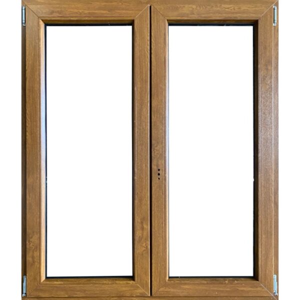Finestra in PVC marrone con telaio doppio per OBI. Finestra per nuove costruzioni e ristrutturazioni.