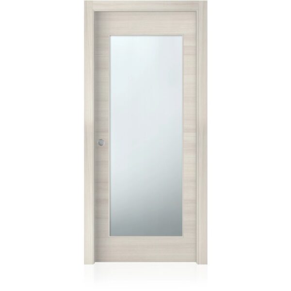 Porta interna chiara con inserto in vetro rettangolare. Porta per interni.