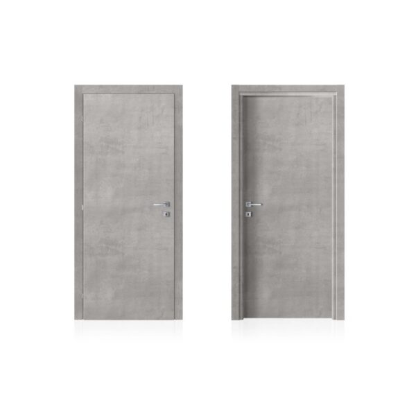 Due porte interne grigie con maniglie dal design moderno.