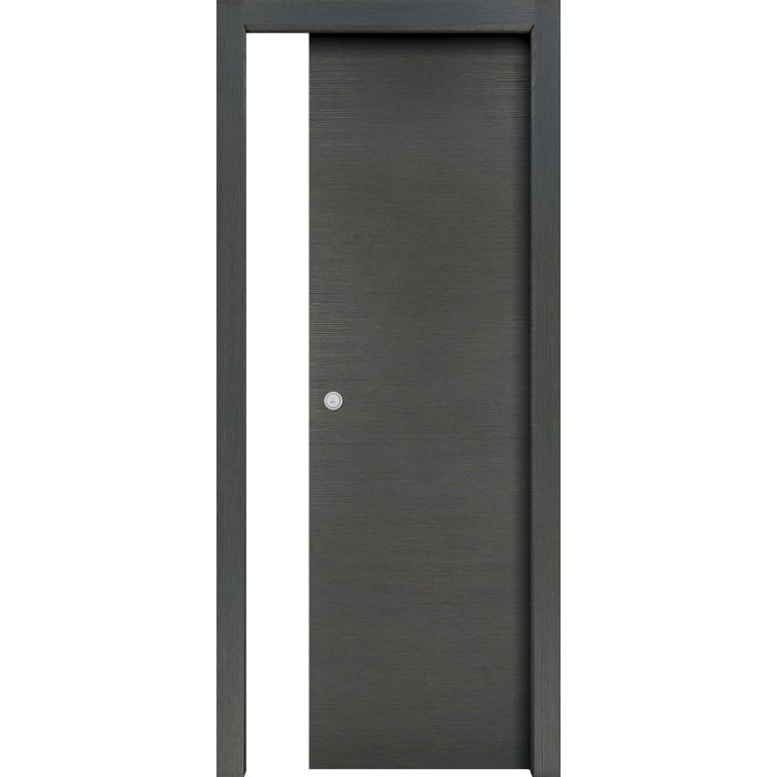 Porta interna grigia con telaio. Porta semplice per interni.