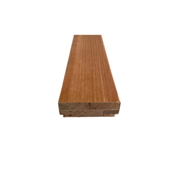 Profilo telaio porta in legno, dettaglio dell'incastro maschio-femmina.