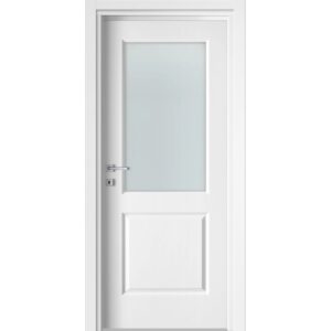 Porta interna bianca con inserto in vetro. Porta per interni.