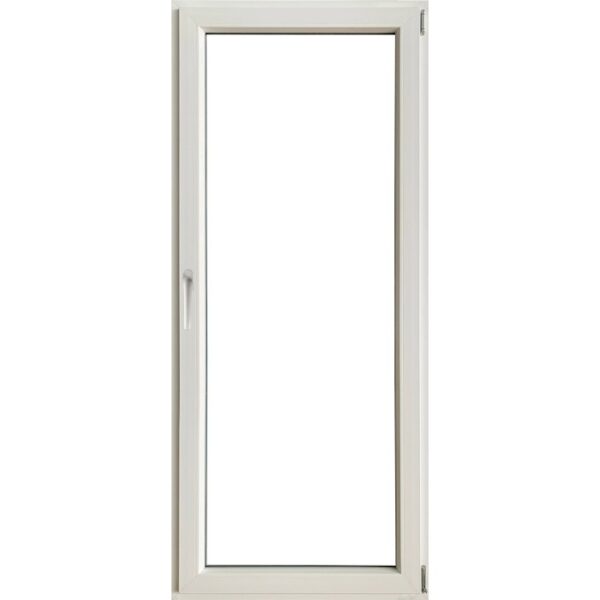 Telaio finestra in PVC bianco, vista dettagliata.