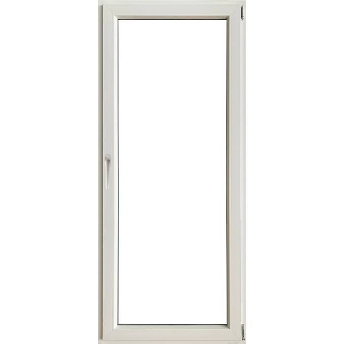 Telaio finestra in PVC bianco, vista dettagliata.