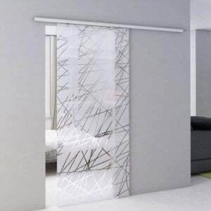 Porta scorrevole esterno muro Alu in cristallo trasparente 86x0,8x215 cm