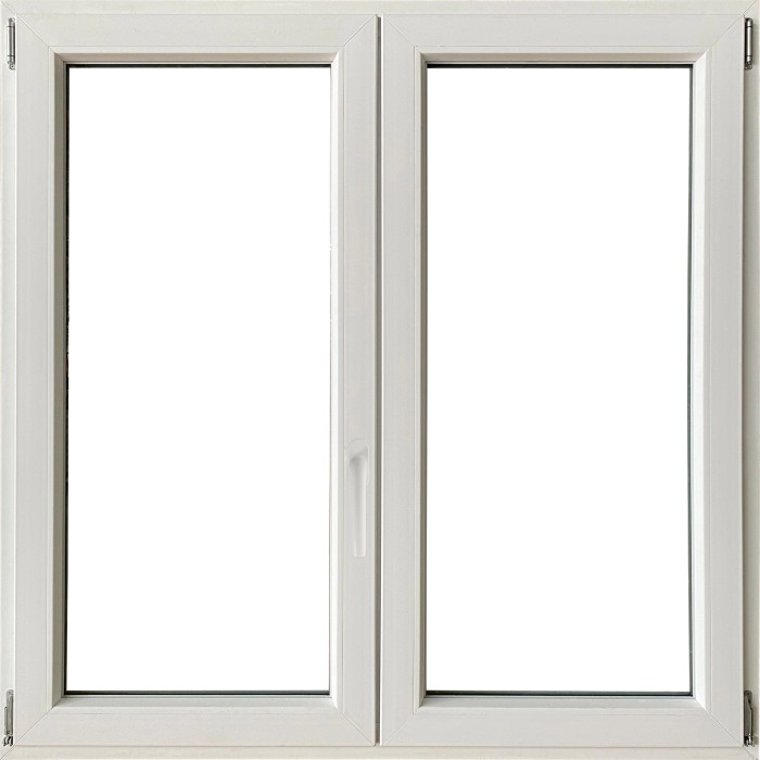 Finestra t.b.t. in PVC bianca con doppi vetri.