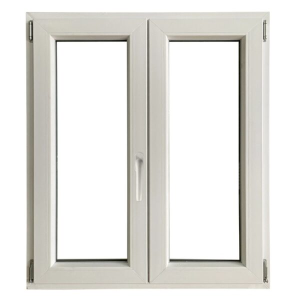 Finestra in PVC bianca a due ante. Ideale per nuove costruzioni e ristrutturazioni.