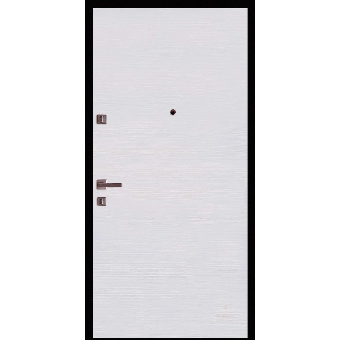 Porta blindata t.b.t. bianca con maniglia e spioncino.