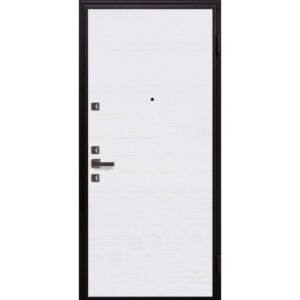 Porta blindata bianca con telaio nero. Ideale per proteggere la tua casa.
