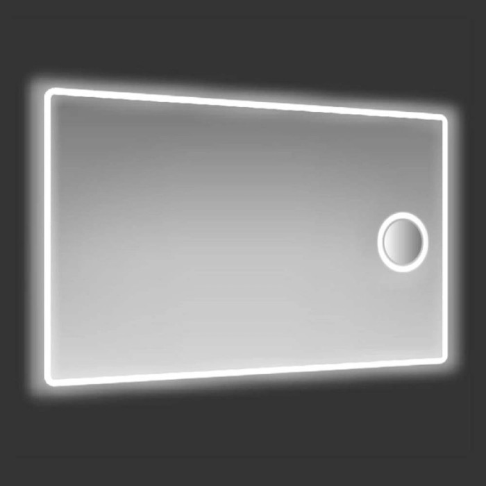 Specchio da parete rettangolare con illuminazione LED e interruttore a sfioramento.