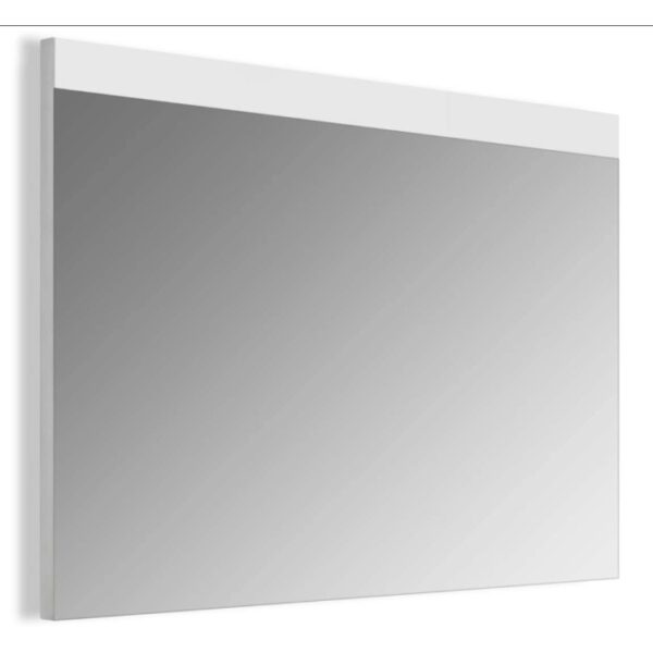 Specchio rettangolare t.b.t. con cornice bianca per bagno o corridoio.