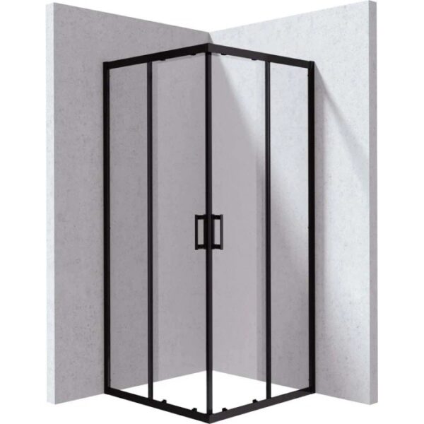 Cabina doccia quadrata Zulueta Idrostile vetro 6 mm 900x1950 mm nero