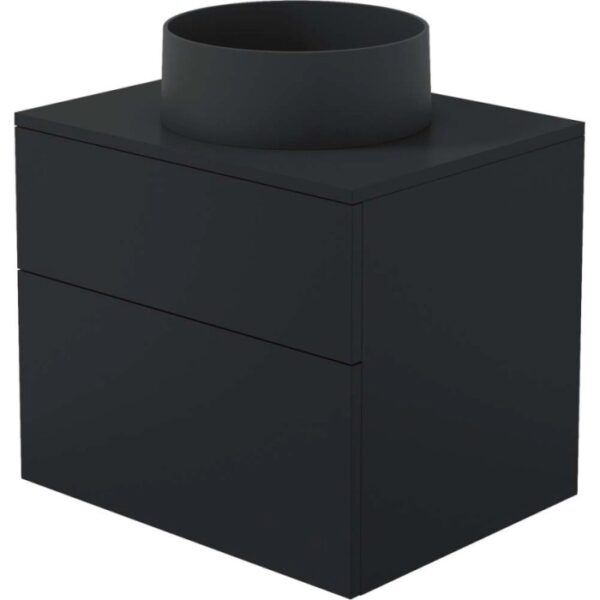 Mobile lavabo con lavabo granito Idrostile SlowMotion 600x520 mm nero