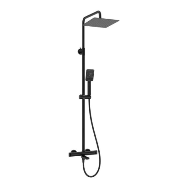 Colonna doccia con miscelatore vasca termostatico Idrostile nero 250x250 mm