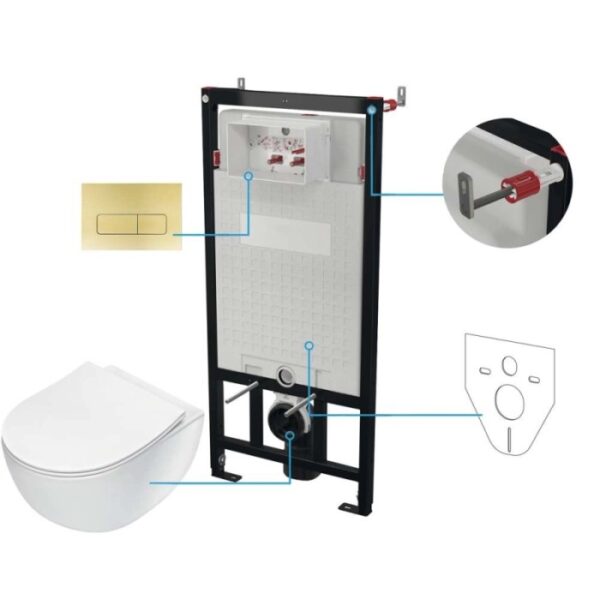 Set WC murale Artemides 6 in 1 Oro Spazzolato