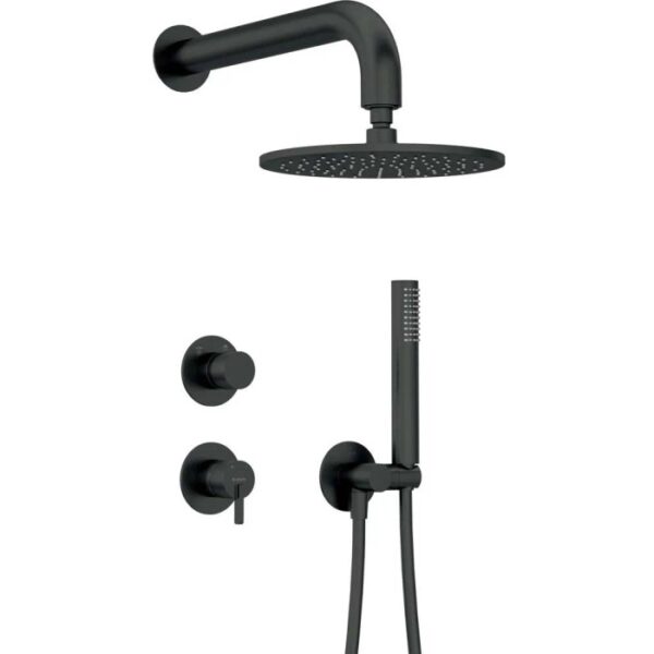 Set doccia a scomparsa con soffione doccia ø250 mm Limonar nero