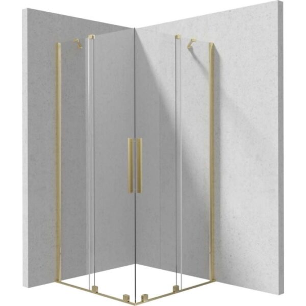 Cabina doccia quadrata Cabaiguán Idrostile 900x1950 mm oro spazzolato
