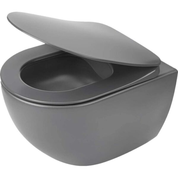 WC sospeso a parete Artemides con sedile senza bordo 36x35,5 cm antracite
