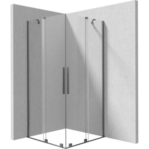 Cabina doccia quadrata Cabaiguán Idrostile vetro trasparente 800x1950 mm titanio