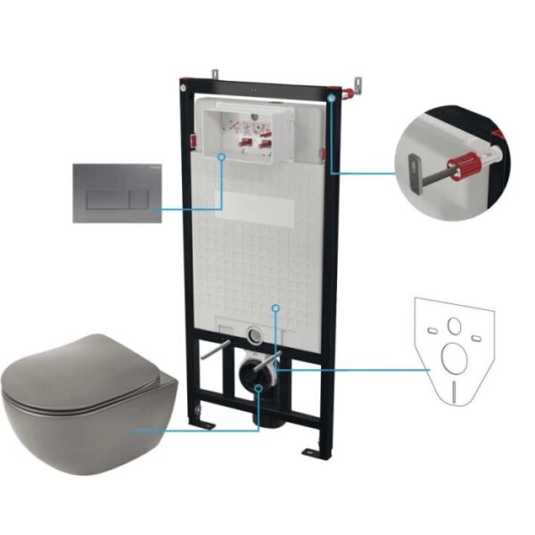Set WC murale Artemides 6 in 1 antracite titanio-nero