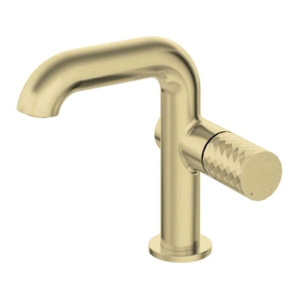 Miscelatore lavabo Iguará con bocca rettangolare oro spazzolato