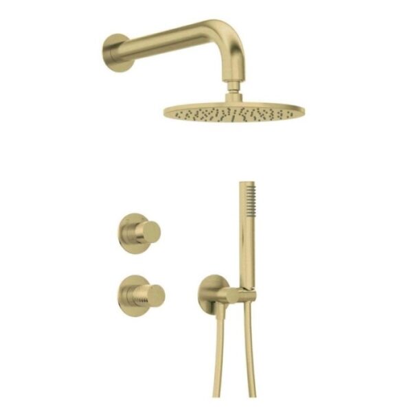 Set doccia a scomparsa con soffione doccia ø250 mm Iguará oro spazzolato