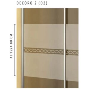 Dettaglio di un box doccia (t.b.t.) con strisce decorative e indicazione dell'altezza.