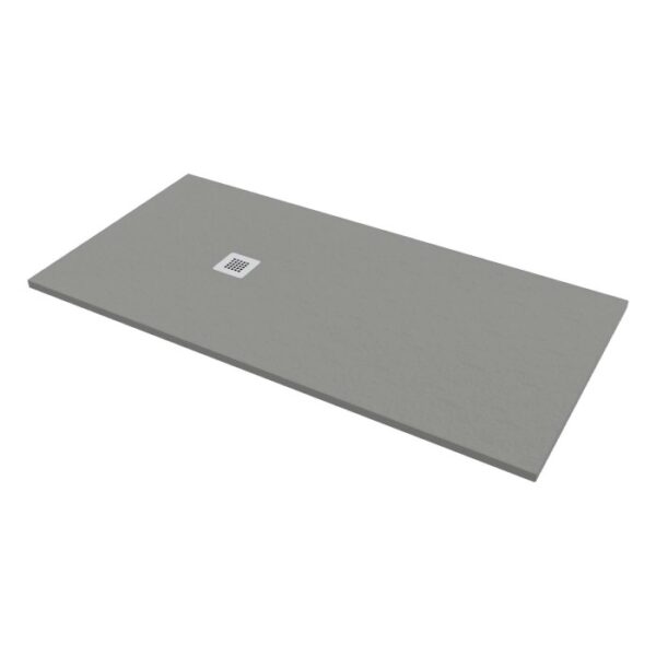 Piatto doccia t.b.t. rettangolare grigio con scarico centrale.