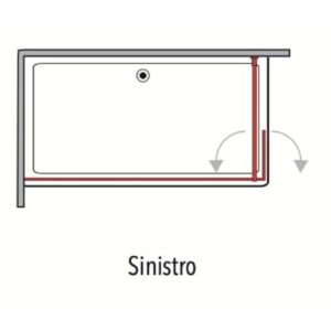 Schizzo di una doccia walk-in t.b.t. con parete doccia girevole (sinistra)