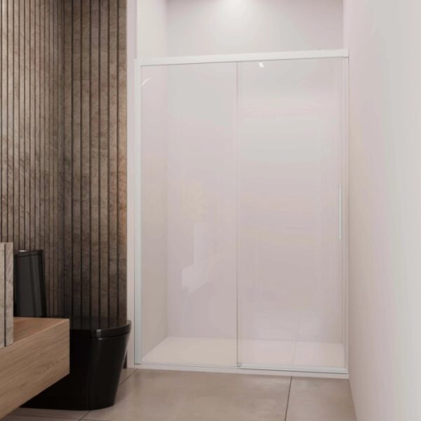 Porta scorrevole doccia Lux sx nicchia est. 97-100 cm bianco trasparente