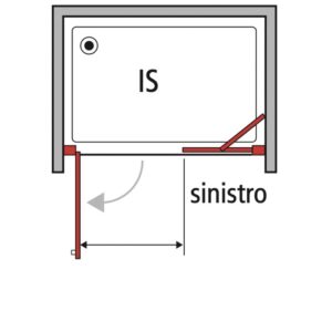 Schizzo di una porta doccia t.b.t. (Porte doccia) con apertura a sinistra.