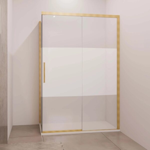 Porta scorrevole sx doccia Lux con fisso 117/120 cm oro spazzolato