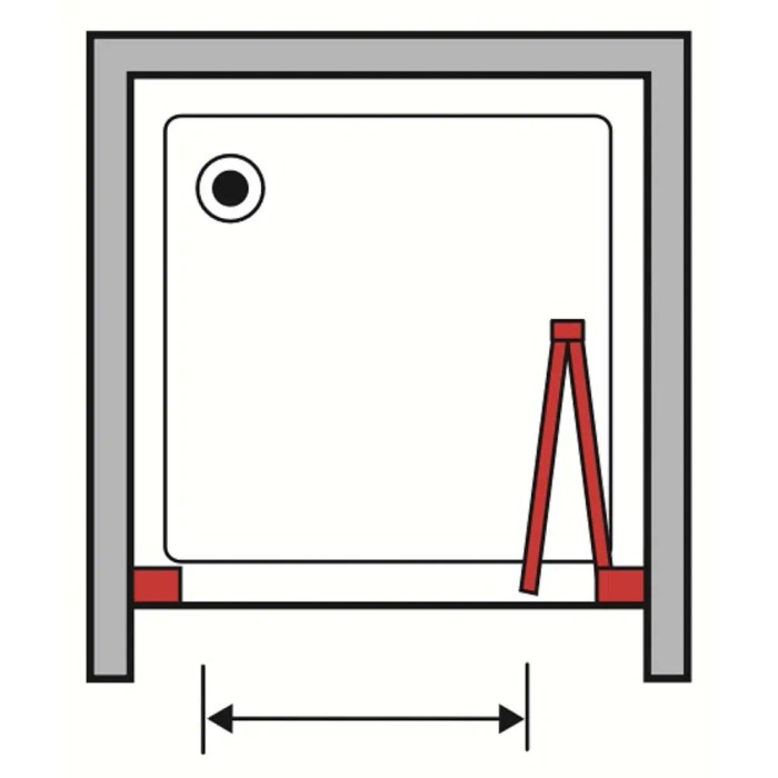 Disegno tecnico di una porta doccia t.b.t. con dimensioni.