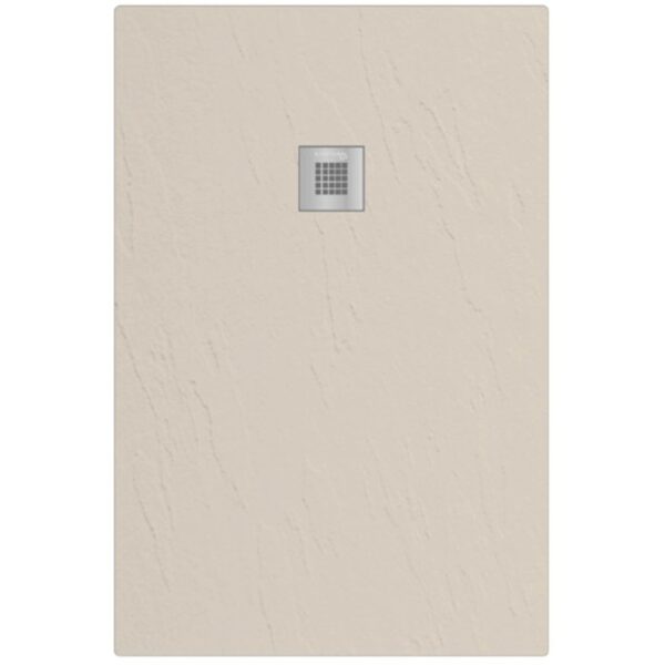 Piatto doccia beige t.b.t. con scarico quadrato.