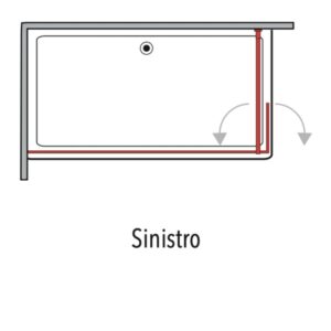 Schizzo di una cabina doccia walk-in (Sinistro) con guarnizione rossa