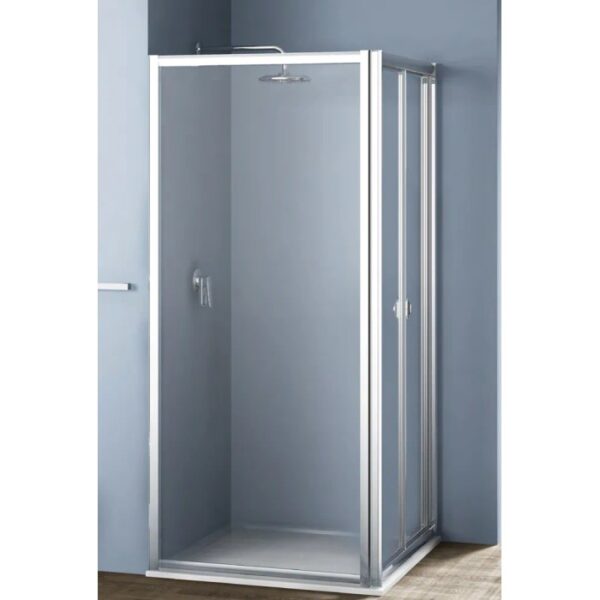 Box doccia t.b.t. con porta a soffietto, telaio argento.