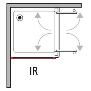 Disegno tecnico di un box doccia con riscaldamento a infrarossi.