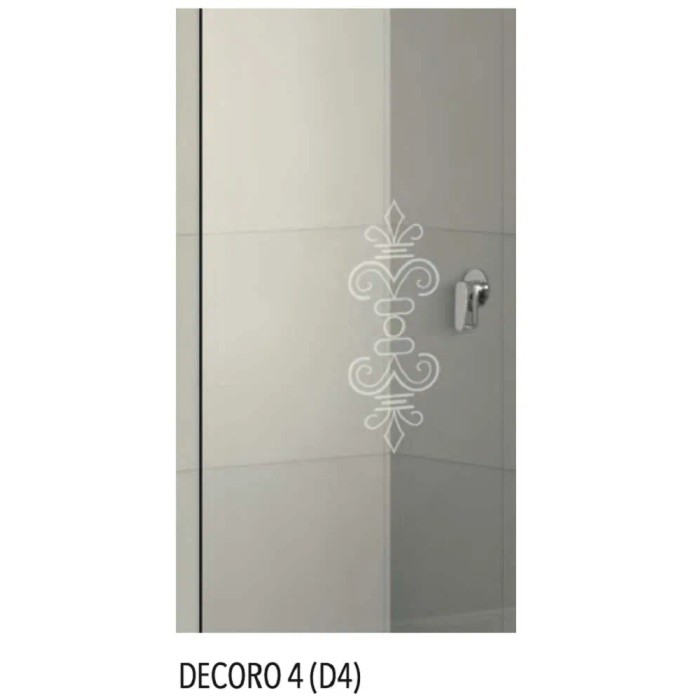 Dettaglio di una cabina doccia walk-in con decoro 4 (D4).