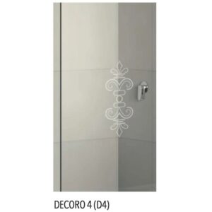 Dettaglio di una cabina doccia walk-in con decoro 4 (D4).