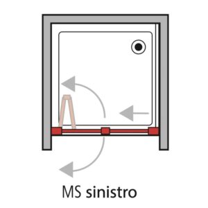 Schema di una porta doccia t.b.t. con apertura a sinistra.