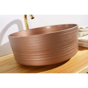Lavabo d`appoggio in vetro soffiato bronzo 39,5x39,5x16 cm