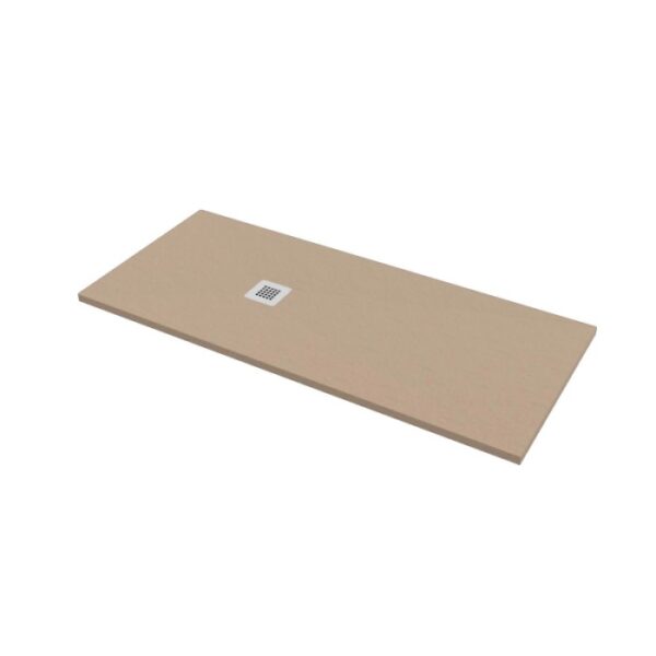 Piatto doccia beige di t.b.t. con scarico quadrato.