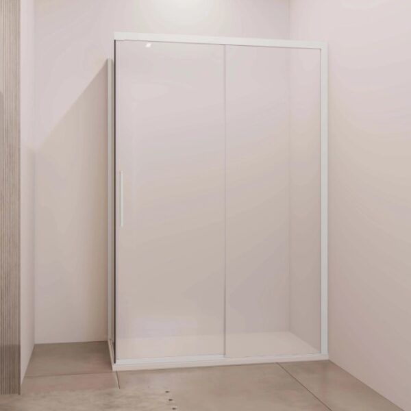 Porta scorrevole doccia Lux dx fisso est. 110-117 cm bianco trasparente