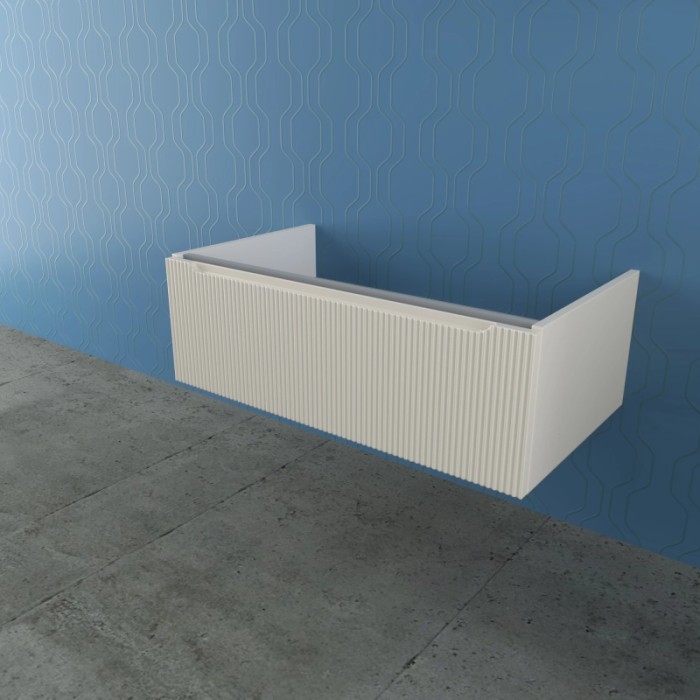 Mobile bagno t.b.t., frontale bianco con motivo a coste.