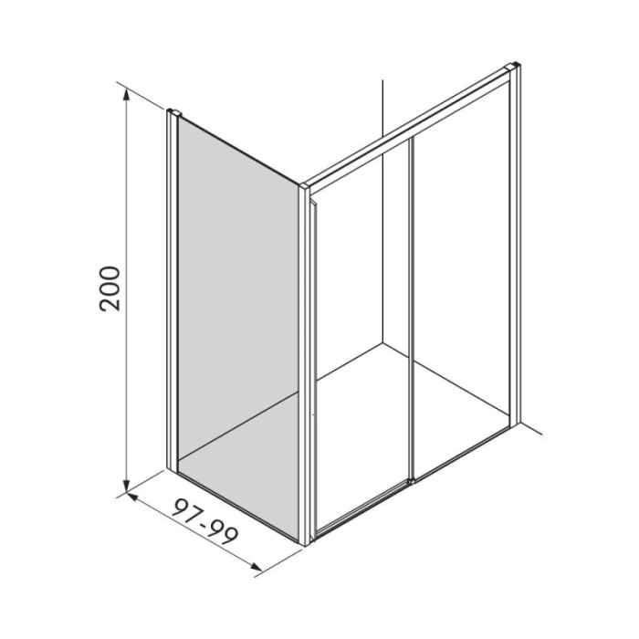Porta doccia lato fisso Elite 97-99x200 cm nichel spazzolato