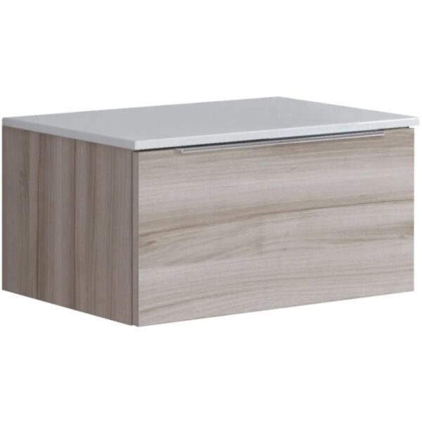 t.b.t. Mobile bagno sospeso effetto legno con top bianco per arredo bagno.