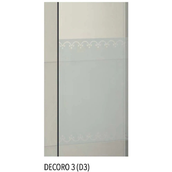 Dettaglio di una cabina doccia walk-in t.b.t. con decoro.