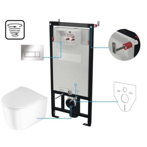 Set WC murale Genio 6 in 1 bianco e cromo