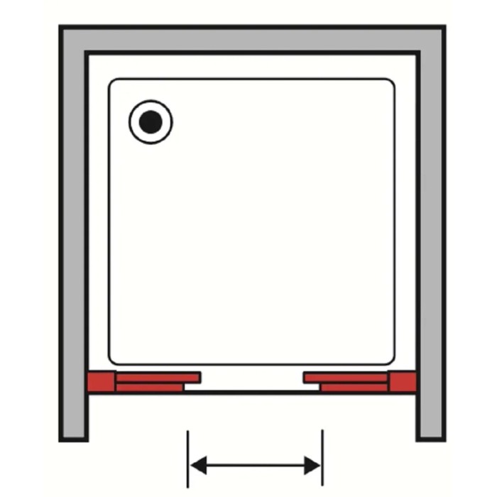 Schizzo di un box doccia. Rappresentazione schematica di una doccia t.b.t.